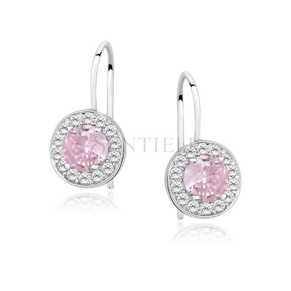 Silver (925) Earrings light pink colored zirconia