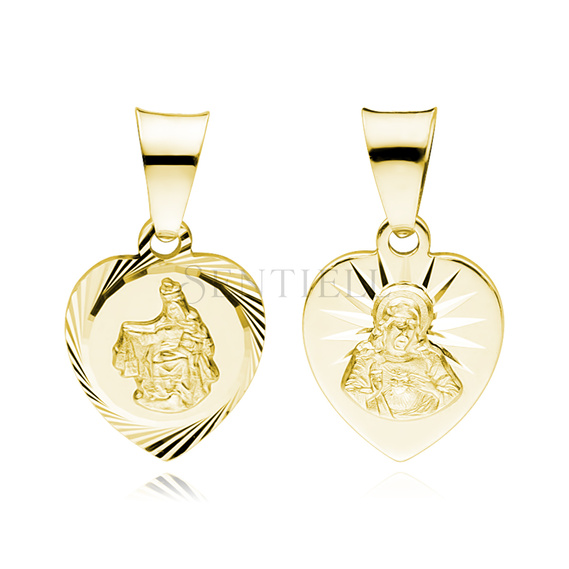 Silver (925) gold-plated heart pendant - Jesus Christ / Scapular Mary