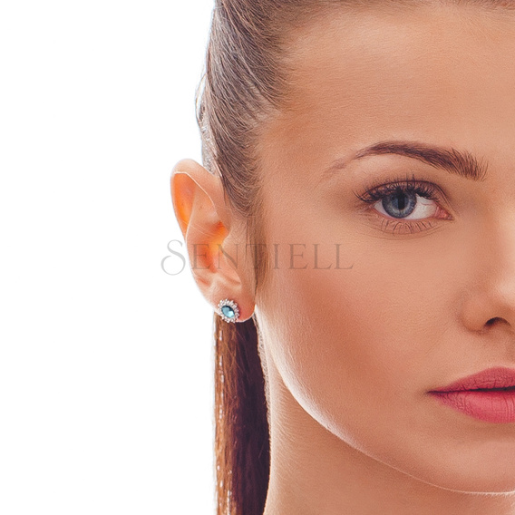 Silver (925) Earrings aquamarine colored zirconia