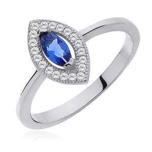 Silver (925) ring with blue & white zirconia