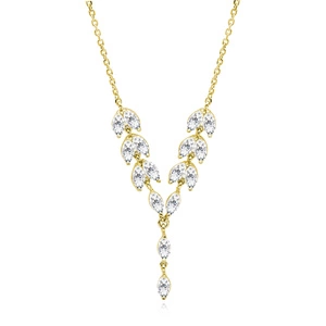 Silver (925) stylish, bridal, gold-plated necklace with zirconia