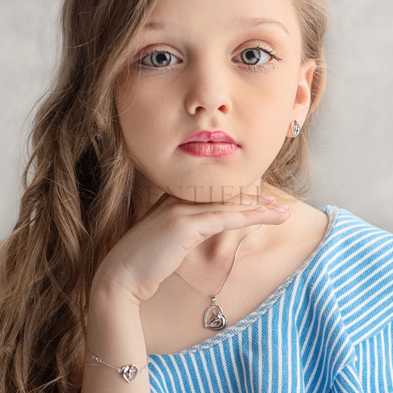 Pulsera de plata de ley 925 - unicornio con circonitas color aguamarina y ojo blanco