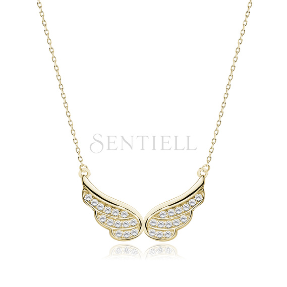 Silver (925) necklace - wings with zirconia, gold-plated