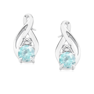 Silver (925) earrings with aquamarine zirconia
