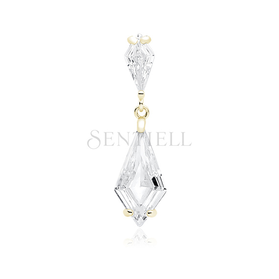 Silver (925) stylish, bridal, gold-plated pendant with white zirconia