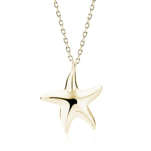 Collar de estrella de mar en plata de ley 925 chapada en oro