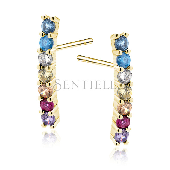 Silver (925) gold-plated earrings with various colors of zirconias