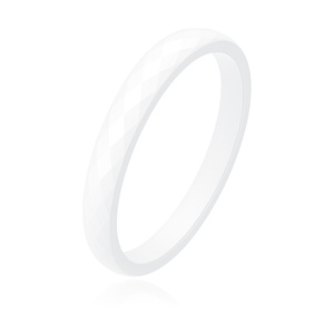 White faceted ceramic ring 4mm
