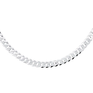 Silver (925) diamond-cut chain - curb extra flat rhodium-plated Ø 200