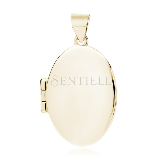 Silver (925) gold-plated polished pendant - oval shaped locket