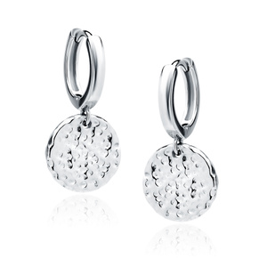 Silver (925) earrings - textured round plate