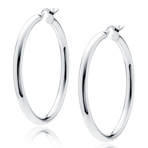 Silver (925) earrings hoops - highly polished