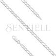 Silver (925) diamond-cut chain - figaro extra flat Ø 080 rhodium-plated