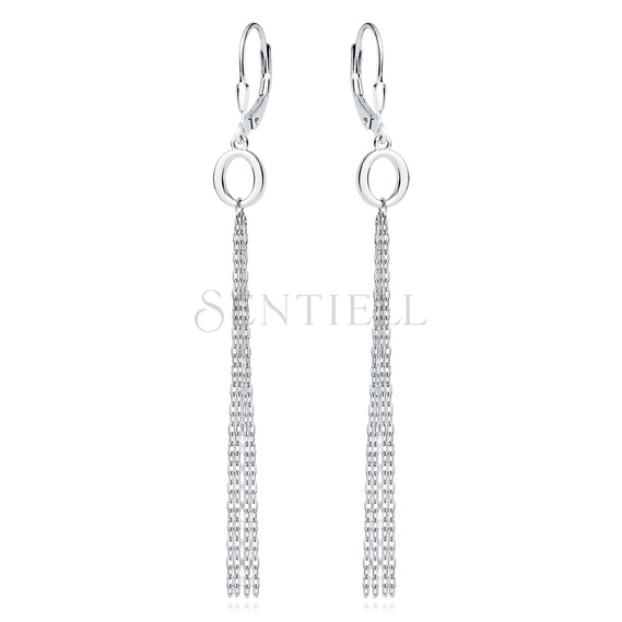 Silver (925) earrings - oval with chains