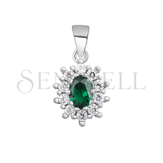 Silver (925) pendant emerald colored zirconia