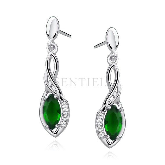 Silver (925) earrings with emerald zirconia