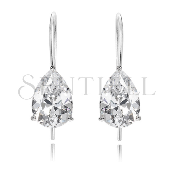 Pendientes de plata de ley 925 en forma de lágrima con circonita blanca 6 mm x 8 mm