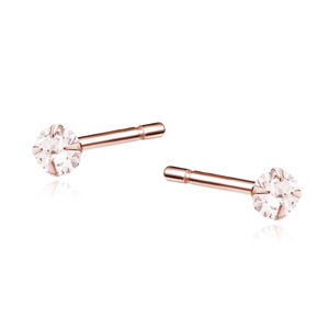 Silver (925) rose gold-plated earrings round zirconia diameter 3mm