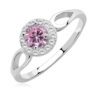 Silver (925) ring with light pink zirconia