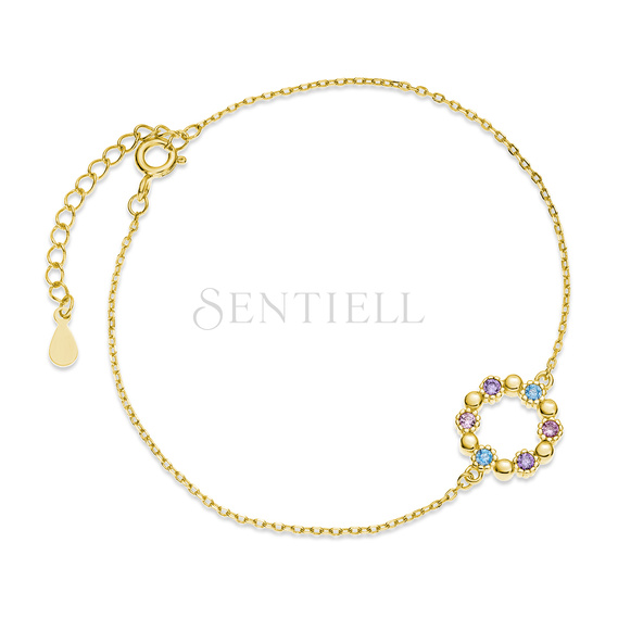 Silver (925) gold-plated bracelet - flower with zirconias