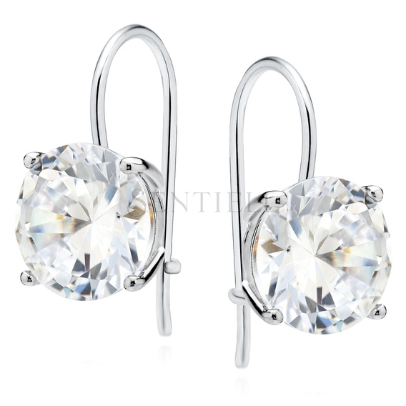 Silver (925) earrings round white zirconia diameter 12mm