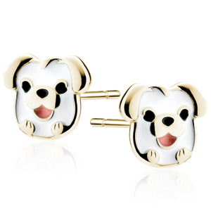Silver (925) gold-plated enameled earrings - dogs