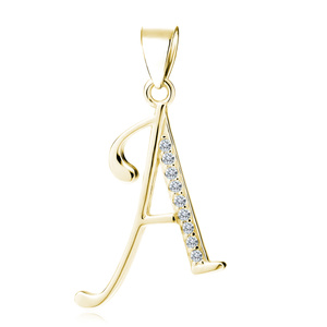 Silver (925) gold-plated pendant white zirconias - letter A