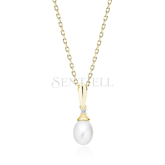 Collar de plata de ley 925 con perla y circonita blanca