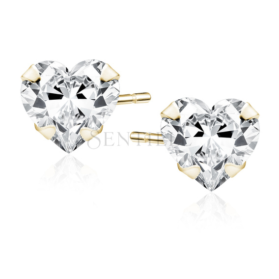 Silver (925) gold-plated earrings white zirconia 5 x 5mm hearts