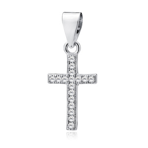 Silver (925) pendant cross with white zirconias