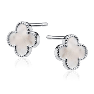 Silver (925) gold-plated earrings with mother of pearl - quatrefoil