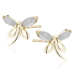 Silver (925) gold-plated earrings - dragonflies