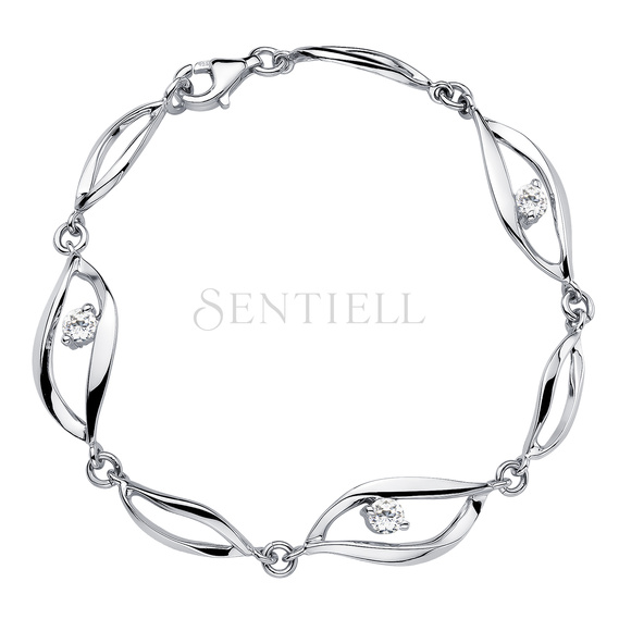 Silver (925) bracelet with white zirconia