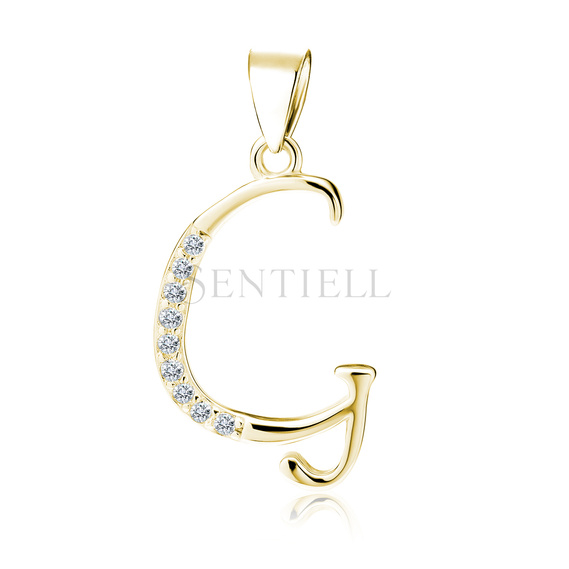 Silver (925) gold-plated pendant white zirconias - letter G