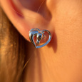 Silver (925) heart earrings - horse with black eye