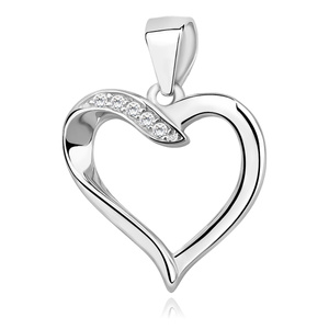 Silver (925) pendant - heart with zirconia