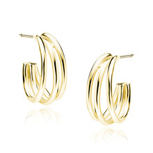 Silver (925) gold-plated triple hoop earrings