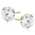 Silver (925) gold-plated earrings round white zirconia diameter 10mm