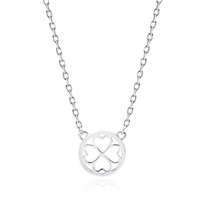 Silver (925) necklace - clover / hearts in a circle