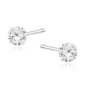 Silver (925) earrings round white zirconia diameter 5mm