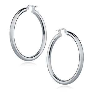 Silver (925) earrings hoops - highly polished