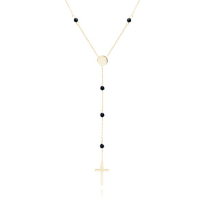 Silver (925) gold-plated necklace with black spinels and cross