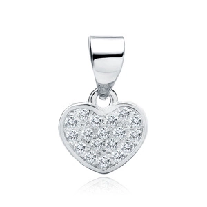 Silver (925) pendant - heart with zirconia