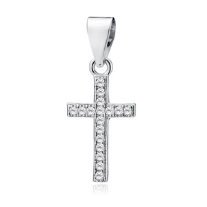Silver (925) pendant cross with white zirconias