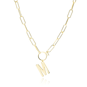 Silver (925) gold-plated necklace - letter M with circle