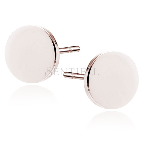 Silver (925) earrings - rose gold-plated circles