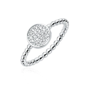 Silver (925) ring with round element and zirconia