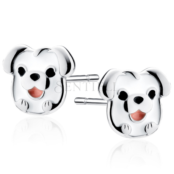 Pendientes de plata de ley 925 esmaltados - perros