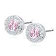 Silver (925) elegant round earrings with light pink zirconia