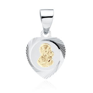 Colgante corazón Plata de ley 925 Virgen María / Virgen Negra chapado en oro